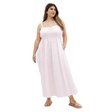 Imagem de City Chic Vestido longo feminino plus size - férias, Listra rosa, 46