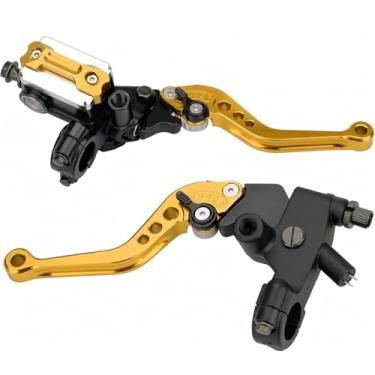 Imagem de DgNeLai Alavanca de freio universal de motocicleta 7/20.3 cm 22 mm guidão CNC cilindro mestre hidráulico reservatório bomba de embreagem esquerda e direita conjunto