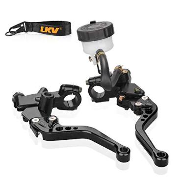 Imagem de LKV Alavanca de bomba de embreagem de freio de motocicleta com reservatório de cilindro mestre hidráulico conjunto de pistão de 22 mm universal CNC compatível com Honda Yamaha Kawasaki Suzuki de 250