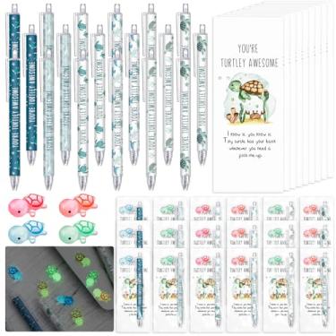 Imagem de Sayglossy 108 peças de presentes positivos de tartaruga a granel com canetas esferográficas luminosas, mini tartarugas de resina, inspiradoras, você é incrível, presentes de agradecimento de