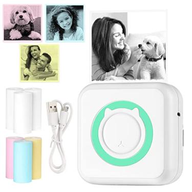 Imagem de Impressora sem fio portátil - Myuiojpn Mini Pocket Bluetooth Impressoras térmicas com 6 rolos de papel de impressão compatível com smartphone Android iOS para notas de foto de recebimento de etiqueta e memorandos