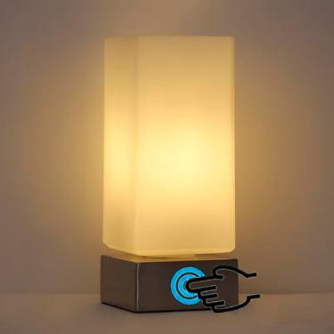 Imagem de L-Juicwe Luminária De Mesa Pequena Moderna Com Controle Toque, Vidro Opalescente, 4X4X10"
