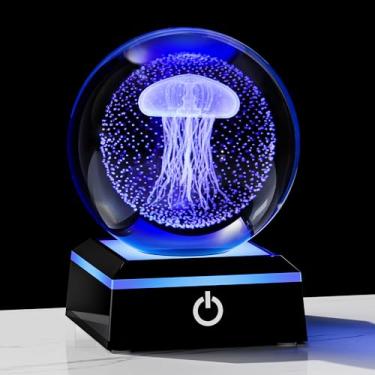 Imagem de Qianwei Luminária De Água-Viva Para Mulheres, Bola Cristal 3D 3,14'' - 80 Mm, Decoração A Laser, Vidro, Animais, Luz Noturna, Presentes, Estatuetas, Estátuas, Quarto