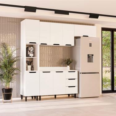Imagem de Cozinha Completa com Tampo Meena 8 Portas 3 Gavetas Branca