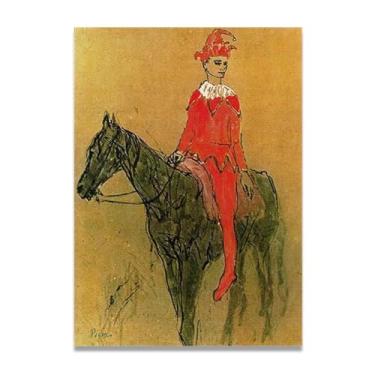 Imagem de Murais Harlequin On The Horseback Diego Rivera – Arte de realismo socialista mexicano, muralista do século 1451, coleção clássica do museu de Nova York para decoração de casa 70 x 98 cm