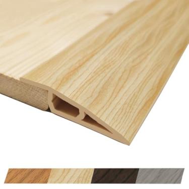 Imagem de Maxiroc Rampa De Soleira 1/2" A 3/5" Altura - Faixa Transição Piso Borracha, Para Cadeira Rodas, Carpete Modular (Tom Madeira Crua, 80")