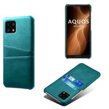 Imagem de Capa compatível com Sharp Aquos Sense 6, capa de couro PU - Capa de telefone fina à prova de choque com 2 compartimentos para cartão, proteção anti-impressão digital e antiqueda, plástico de couro
