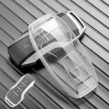 Imagem de Holy Feather Capa de chave de TPU premium compatível com BYD Song/Plus Dolphin Tang Dmi Han EV Qin Yuan Pro E9 capa protetora de controle remoto (transparente)
