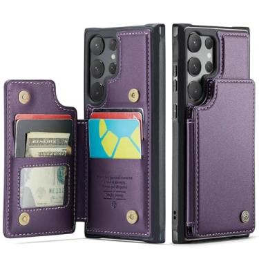 Imagem de HJZSZX Para Samsung S24 Ultra Luxury Leather Wallet Card Case Flip Stand Cover (Para Samsung S24 Ultra/ROXO)