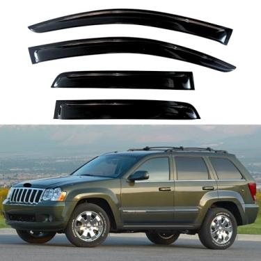Imagem de KPY Viseiras de janela compatíveis com Jeep Grand Cherokee 2005-2010, 4 peças de proteção contra chuva, defletores de ventilação lateral, estilo fita adesiva, 2005 2006 2007 2008 2009 2010