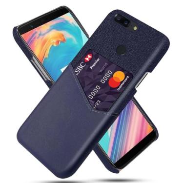Imagem de Capa para Oneplus 5t,Tela e tampa de couro PU,Antideslizante,360°cobertura completa à prova de choque com 1 slot de cartão atrás,Prevenção de queda-Blue