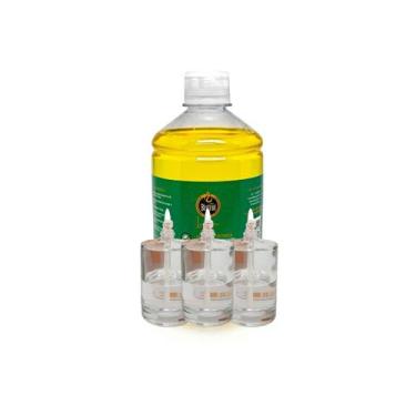 Imagem de Kit 3 Lamparina Cilíndrica + 500 ml Fluido Citronela - Velas Bistrot