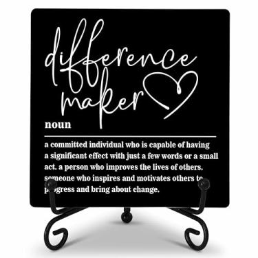 Imagem de Placa de mesa de madeira para fazer diferença de presente, definição, decoração de mesa, placa de madeira com suporte, ideias de presente exclusivas para chefes, mulheres, melhor mãe, colega de