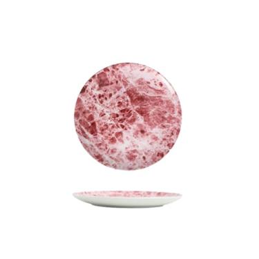 Imagem de Prato de mármore de cerâmica, utensílios domésticos simples ocidentais - disco de 15 cm vermelho