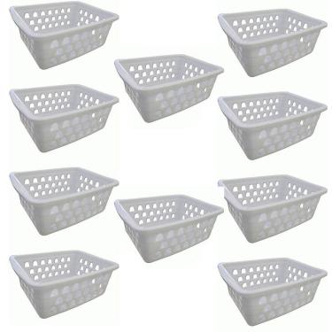 Imagem de Kit 10 Cesto Organizador Multiuso Médio Branco 0593 Uninjet