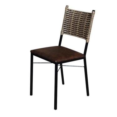 Imagem de Cadeira Para Cozinha Preta Ratan Cappuccino Assento Estofado - Don Cas
