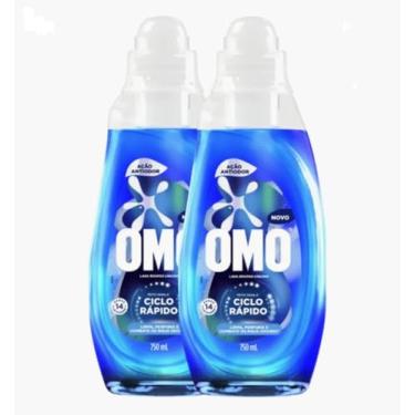 Imagem de Detergente Líquido Omo, Ciclo Rápido, Ação Antiodor, Azul, 750ml, 2 Unidades