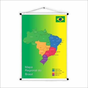Imagem de Banner de Lona Educativo Mapa Regional do Brasil- 85x60cm - Fabrika de