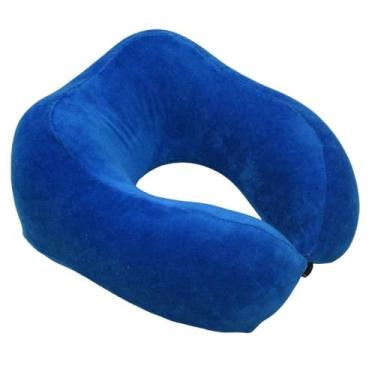 Imagem de Travesseiro de Viagem Nasa | Marca - Kel | Anatômica, Cor Azul Royal – Apoio Cervical Ergonômico para Viagens