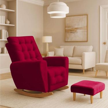 Imagem de Poltrona Amamentação Base Balanço Cecilia Vermelho