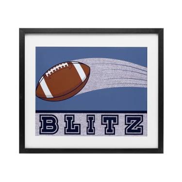 Imagem de Stupell Industries Impressão emoldurada preta Blitz Vintage Football sob vidro, design por Marcus Prime, 13 x 16