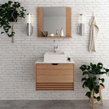 Imagem de Conjunto de Banheiro com Balcão Gabinete Suspenso 1 Porta e 1 Gaveta e