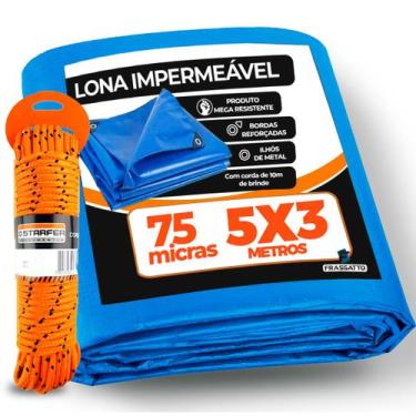 Imagem de Lona Carreteiro Azul Piscina Cobertura 5x3 Ilhós Multiuso Jardim Garag