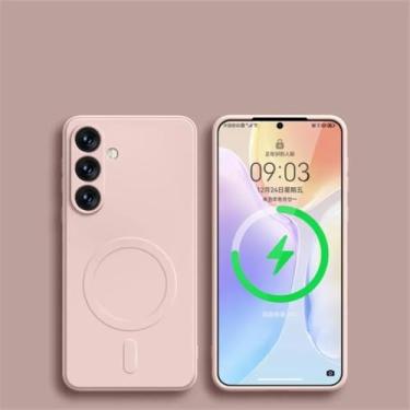 Imagem de YOGISU Capa magnética de silicone líquido para carregamento sem fio Samsung S24 Ultra à prova de choque (para Samsung S24 Ultra/rosa)