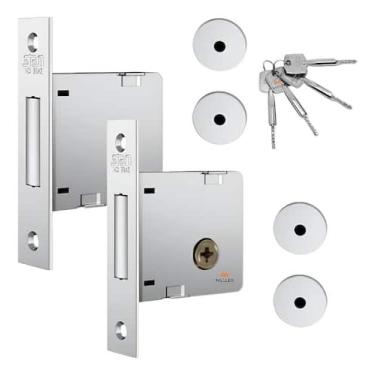 Imagem de Trava Fechadura Auxiliar Stam 1004 Par Inox 4 Chaves Tetra - Stam Fech