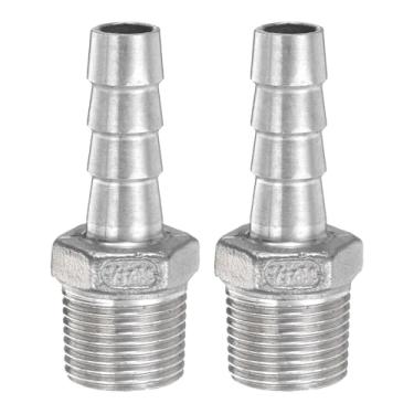 Imagem de HARFINGTON 2 peças de mangueira de aço inoxidável acessórios de farpa 0,4" (10 mm) farpado x g 3/20.3 cm encaixe de tubo macho mangueira de ar acessórios de farpa acoplador adaptador de conector de