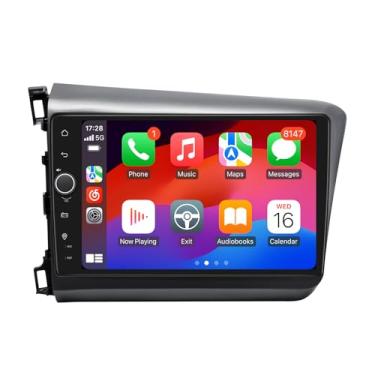 Imagem de JOYING Rádio automotivo para Honda Civic 2012 com carpaly sem fio e Android Auto, tela sensível ao toque IPS de 9 polegadas Android 13 estéreo para carro 8 GB + 128 GB com navegação GPS, Bluetooth, FM