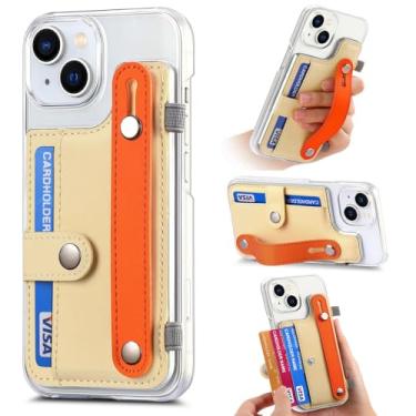 Imagem de Para iphone 15 capa com suporte de cartão alça de pulso capa de telefone transparente para iphone 14 13 12 11 pro max xr xs 6 7 8 plus, cáqui, para iphone 7plus 8plus