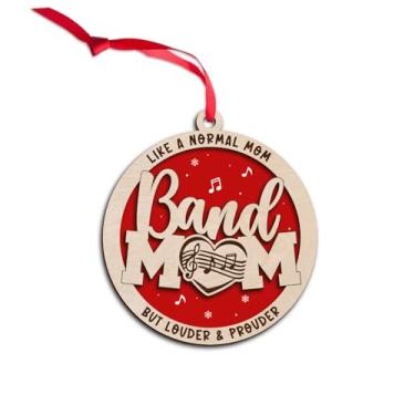 Imagem de Enfeites de Natal para mãe de banda de marcha 3D de madeira, ornamentos temáticos de mãe de banda musical para decoração de árvore de Natal, pulseiras presentes de lembrança de mamãe para mulheres
