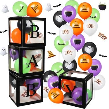 Imagem de Jenaai 44 peças de decorações de festa de chá de bebê de Halloween, pacote com 4 caixas de balões transparentes com letras de bebê, 40 peças, balões de 25,4 cm para revelação de gênero de Halloween