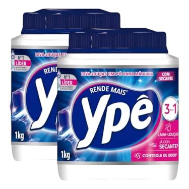 Imagem de Ypê Detergente em Pó para Máquina Lava-Louças com Secante, 1kg, Controle de Odor, Kit com 2 Unidades