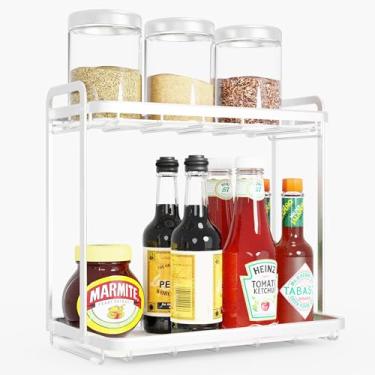 Imagem de Organizador elegante para banheiro, cozinha ou café, prateleira de metal com mármore sintético, armazenamento de maquiagem de bancada, prateleira de exibição de perfume de cômoda, bandeja de serviço