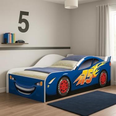 Imagem de Cama Carro Tamanho Solteiro. (Mc Queen Azul)