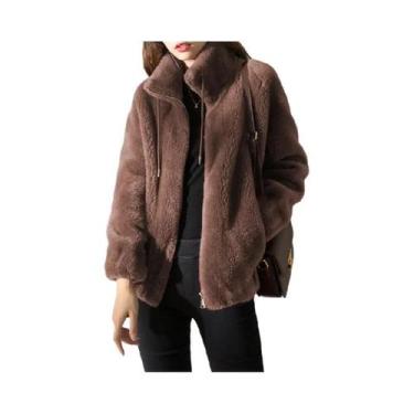 Imagem de Casaco de Pele Sintética Feminino Plus Size - Quentinho para Outono/In
