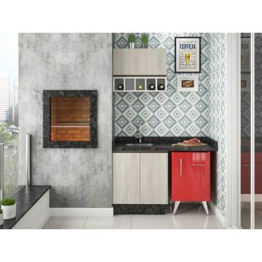 Imagem de Churrasqueira 3Peças Sem Pia Pérola Branco Polar Legno Crema