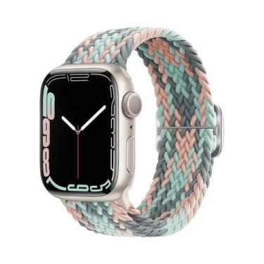 Imagem de Pulseira Ajustável De Elástico Trançado Para Apple Watch 45mm 49mm 44m