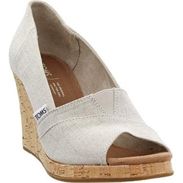 Imagem de TOMS Sandália feminina clássica espadrille Wedge, Jacquard natural crosshatch, 38