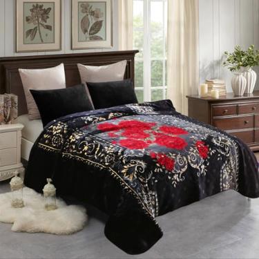 Imagem de Cobertores de pelúcia macios JML para o inverno, manta de veludo de vison estilo coreano - cobertor de cama Raschel impresso com 2 camadas A&B, Flower, 1 PACK