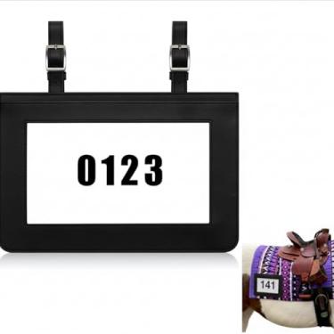 Imagem de Fullhawl 1 peça de suporte de número de apresentações de cavalos para desempenho de cavalos para sela, clipe de número de expositor para arnês de porco, gado, vaca, cabra, suprimentos (preto)