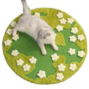 Imagem de Tapete arranhador 3D para gatos de jardim de flores de 78 x 79 cm, almofada de arranhão para gatos de sisal, tapete para gatos internos, protetor para parede, tapetes e sofás, almofada de garra de