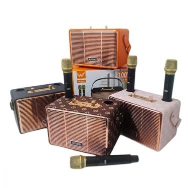 Imagem de Caixa de Som Karaokê sem fio Bluetooth com 02 Microfones 100W