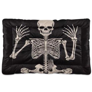 Imagem de Wassud Esqueleto humano desenhado à mão cama de cachorro cama grande para cães tapete de cama lavável para animais de estimação cama de gato para dormir viagens 91 x 61 cm