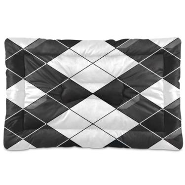 Imagem de Wassud Cama para cães com estampa de guingão preto e branco, tapete lavável para animais de estimação, cama de gato para dormir, viagens 91 x 61 cm