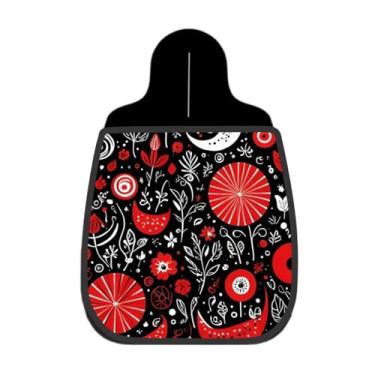 Imagem de Lixeira De Carro Organizador Lixinhocar Arte Folhagens Flores Vermelho e Preto