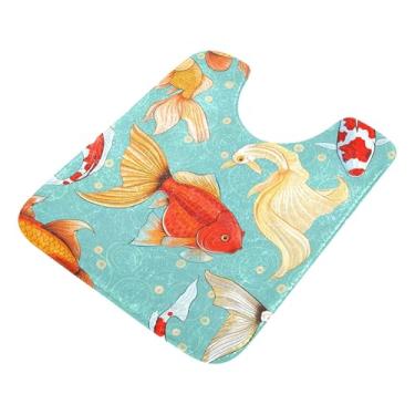 Imagem de Burbuja Tapete de banheiro Goldfishes, tapete de banho absorvente de pelúcia macio, base antiderrapante para piso de banheiro, oval em forma de U