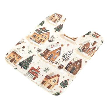 Imagem de Burbuja Tapete de banheiro de Natal, tapete de banho absorvente de pelúcia macio, base de vaso sanitário antiderrapante para piso de banheiro, oval em forma de U